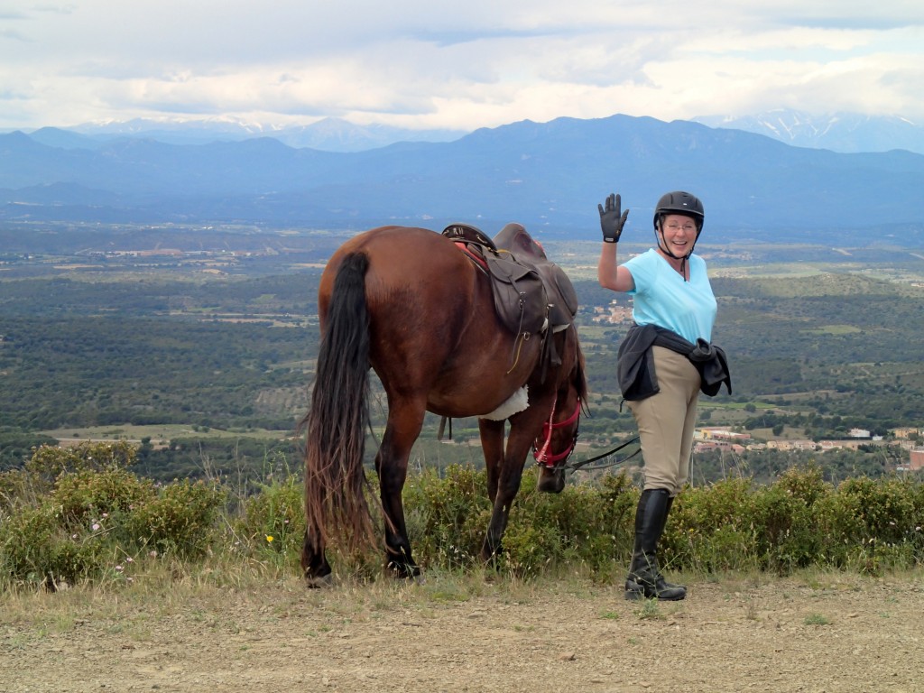 Patti with the snow-capped Pyrenees in the back ground.