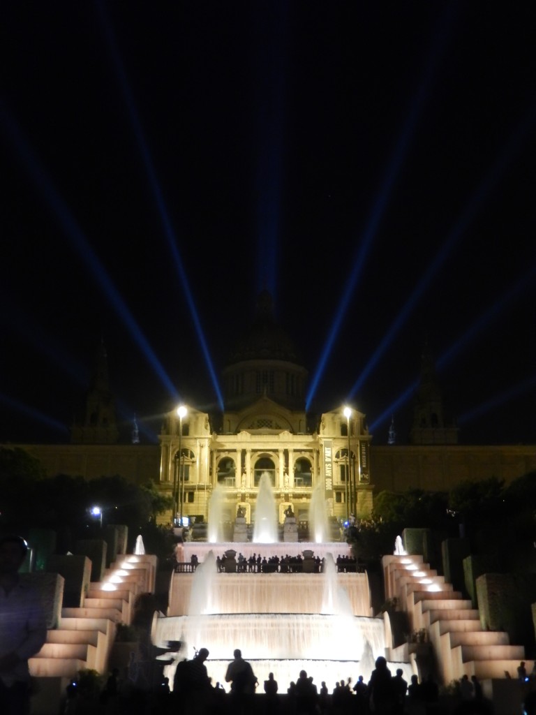 Top of fountain and National Art Museum of Catalonia.