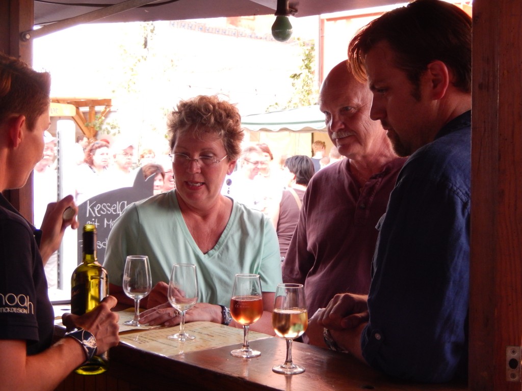 P&P selecting libations in Ihringen.